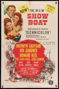 3j804 SHOW BOAT 1sh 1951 singing Kathryn Grayson, sexy Ava Gardner, Howard Keel, Joe E. Brown!