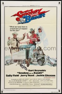 3j820 SMOKEY & THE BANDIT 1sh 1977 art of Burt Reynolds, Sally Field & Jackie Gleason by Solie!