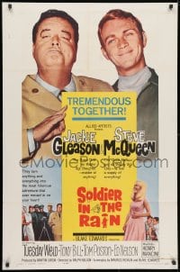 3j823 SOLDIER IN THE RAIN 1sh 1964 close-ups of misfit soldiers Steve McQueen & Jackie Gleason!