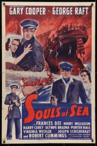 3j832 SOULS AT SEA style A 1sh R1943 sailors Gary Cooper & George Raft + sexy Frances Dee!