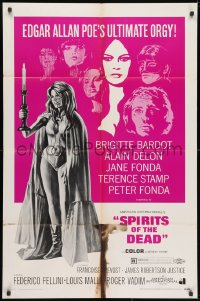 3j834 SPIRITS OF THE DEAD 1sh 1969 Federico Fellini, Reynold Brown artwork of sexy Jane Fonda!