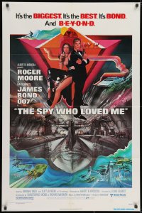 3j838 SPY WHO LOVED ME 1sh 1977 great art of Roger Moore as James Bond by Bob Peak!