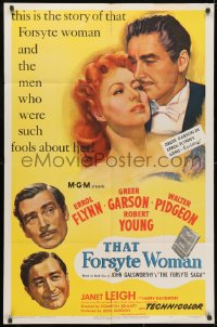3j895 THAT FORSYTE WOMAN 1sh 1949 art of Errol Flynn, Greer Garson, Walter Pidgeon & Robert Young!