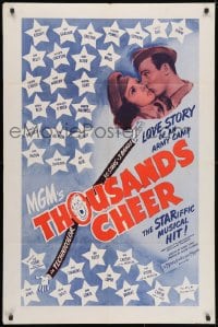3j901 THOUSANDS CHEER 1sh R1940s art of Gene Kelly kissing Kathryn Grayson, all-star cast!