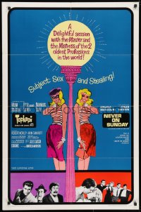 3j925 TOPKAPI/NEVER ON SUNDAY 1sh 1965 Melina Mercouri & Jules Dassin double-bill, sexy art!