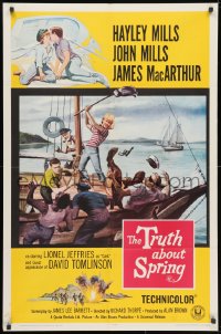 3j932 TRUTH ABOUT SPRING 1sh 1965 daughter Hayley Mills with father John Mills!
