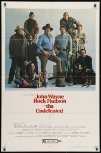 3j939 UNDEFEATED 1sh 1969 great Civil War cast portrait with John Wayne & Rock Hudson!