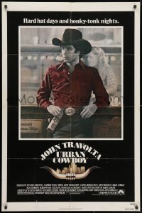 3j944 URBAN COWBOY 1sh 1980 great image of John Travolta in cowboy hat with Lone Star beer!