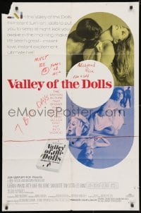 3j946 VALLEY OF THE DOLLS 1sh 1967 sexy Sharon Tate, from Jacqueline Susann's erotic novel!