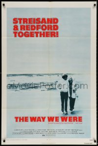 3j961 WAY WE WERE 1sh 1973 Barbra Streisand & Robert Redford walk on the beach!