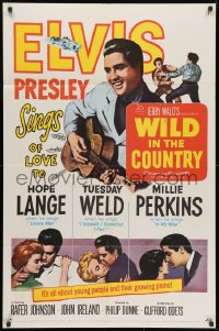 3j972 WILD IN THE COUNTRY 1sh 1961 Elvis Presley sings of love to Tuesday Weld, rock & roll musical