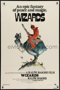 3j984 WIZARDS 1sh 1977 Ralph Bakshi directed animation, cool fantasy art by William Stout!