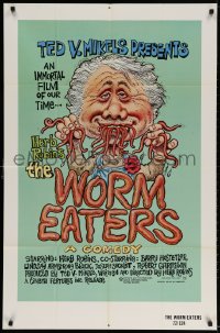 3j990 WORM EATERS 1sh 1977 Ted V. Mikels gross-out classic, great wacky artwork by Green!