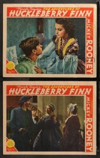 3k787 ADVENTURES OF HUCKLEBERRY FINN 2 LCs 1939 Mickey Rooney in the title role, Mark Twain!