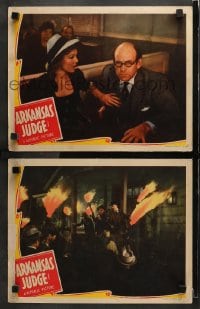 3k795 ARKANSAS JUDGE 2 LCs 1941 sexy Veda Ann Borg stares at guy wearing glasses, torches in town!