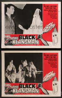 3k802 BLACK KLANSMAN 2 LCs 1966 border art of hooded black man in KKK outfit holding torch!