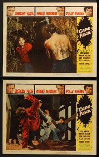 3k811 CAPE FEAR 2 LCs 1962 Gregory Peck, Robert Mitchum, Polly Bergen, classic film noir!