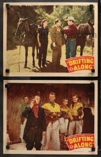3k826 DRIFTING ALONG 2 LCs 1945 Johnny Mack Brown, Lynne Carver, Raymond Hatton, cowboy western!