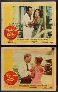 3k861 ISLAND IN THE SUN 2 LCs 1957 James Mason, Joan Fontaine, Dorothy Dandridge, Harry Belafonte!