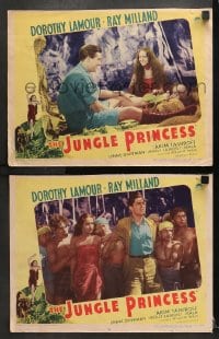 3k865 JUNGLE PRINCESS 2 LCs R1946 great images of Dorothy Lamour & Milland in tropical adventure!