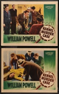 3k867 KENNEL MURDER CASE 2 LCs R1942 William Powell as Philo Vance & detectives examine victims!!