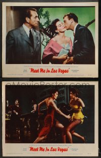 3k889 MEET ME IN LAS VEGAS 2 LCs 1956 one with Cyd Charisse & Montevecchi dancing Frankie & Johnny!
