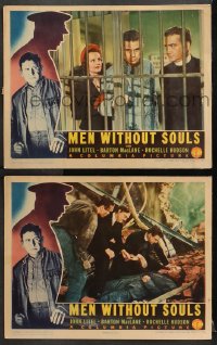 3k894 MEN WITHOUT SOULS 2 LCs 1940 great images of John Litel, MacLane, young Glenn Ford in both!