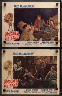 3k905 MURDER HE SAYS 2 LCs 1945 Fred MacMurray, Marjorie Main, Peter Whitney & Porter Hall!
