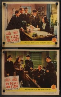 3k913 NO PLACE FOR A LADY 2 LCs 1943 William Gargan, Margaret Lindsay, he's MURDER with women!