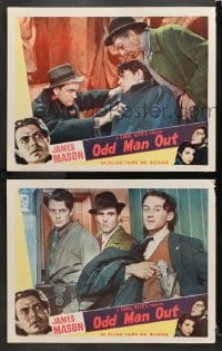 3k916 ODD MAN OUT 2 LCs R1952 James Mason with two others in Carol Reed's Gang War, English crime!