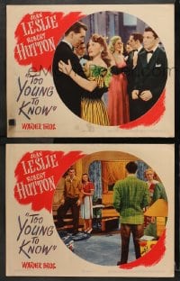 3k979 TOO YOUNG TO KNOW 2 LCs 1945 sexy Joan Leslie, Robert Hutton, Dolores Moran!