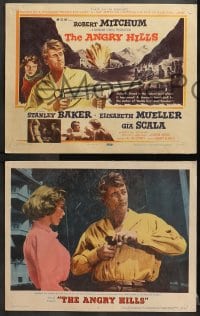 3k037 ANGRY HILLS 8 LCs 1959 Robert Aldrich directed, Robert Mitchum, Mueller, World War II!