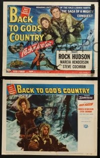 3k046 BACK TO GOD'S COUNTRY 8 LCs 1953 art of Rock Hudson & Henderson in Alaska, James Oliver Curwood!