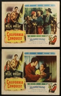 3k086 CALIFORNIA CONQUEST 8 LCs 1952 Cornel Wilde & Teresa Wright fight for freedom!