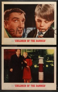 3k507 CHILDREN OF THE DAMNED 7 LCs 1964 Ian Hendry, beware the creepy kid's eyes that paralyze!