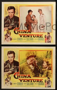 3k101 CHINA VENTURE 8 LCs 1953 directed by Don Siegel, with tc art of Edmond O'Brien with gun!