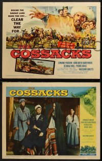 3k109 COSSACKS 8 LCs 1960 I Cosacchi, John Drew Barrymore, Edmund Purdom, cool title card art!