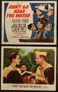 3k142 DON'T GO NEAR THE WATER 8 LCs 1957 Glenn Ford, Gabor, Anne Francis, Jacques Kapralik TC art!