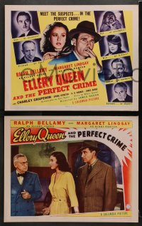 3k149 ELLERY QUEEN & THE PERFECT CRIME 8 LCs 1941 Bellamy & Margaret Lindsay, rare complete set!