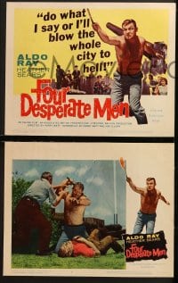 3k176 FOUR DESPERATE MEN 8 LCs 1960 do what Aldo Ray says or he'll blow the whole city to hell!