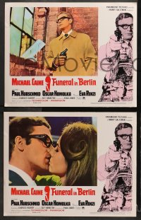 3k181 FUNERAL IN BERLIN 8 LCs 1967 cool border art of Michael Caine w/gun, directed by Guy Hamilton!