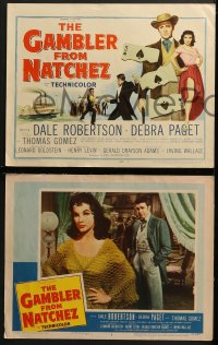 3k183 GAMBLER FROM NATCHEZ 8 LCs 1954 Dale Robertson, Debra Paget, Thomas Gomez, gambling!