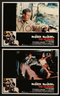 3k186 GETAWAY 8 LCs R1980 images of Steve McQueen & Ali McGraw with money & guns, Sam Peckinpah!