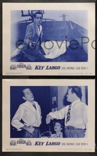 3k635 KEY LARGO 4 LCs R1953 Humphrey Bogart, Lauren Bacall, Edward G. Robinson, John Huston film noir!