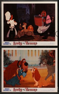 3k576 LADY & THE TRAMP 5 LCs R1972 Walt Disney classic cartoon, w/ most classic spaghetti scene!