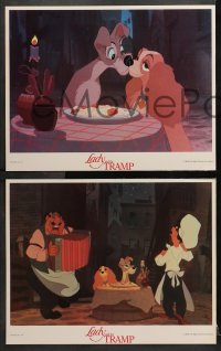 3k260 LADY & THE TRAMP 8 LCs R1986 Walt Disney romantic canine dog classic cartoon!