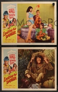 3k715 LOOKING FOR DANGER 3 LCs 1957 Bowery Boys, wacky images of Nazi Huntz Hall!