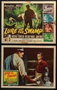 3k276 LURE OF THE SWAMP 8 LCs 1957 two men & a super sexy woman find their destination is Hell!