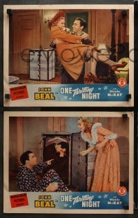 3k742 ONE THRILLING NIGHT 3 LCs 1942 John Beal, pretty Wanda McKay, wacky crime comedy!