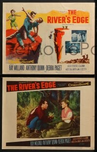 3k360 RIVER'S EDGE 8 LCs 1957 Ray Milland & Anthony Quinn, Debra Paget, w/ cool TC fighting art!